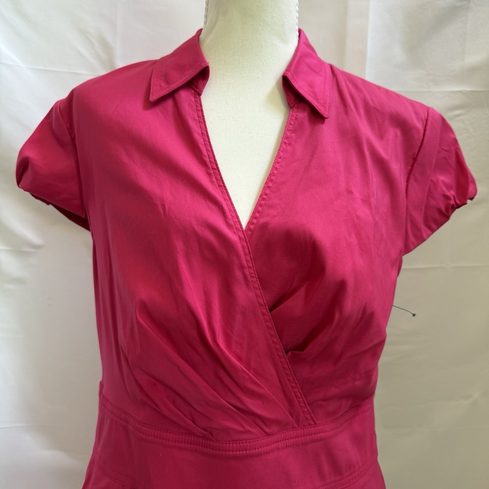 Betsey Johnson Womens Faux‎ Wrap Hot Pink Midi Dress Size 14 - Picture 3 of 13
